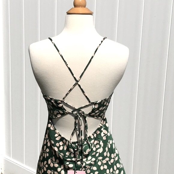 NWT Hello Molly Green and Tan Leaf Printed Strap Maxi Dress Size 4 - Picture 7 of 16